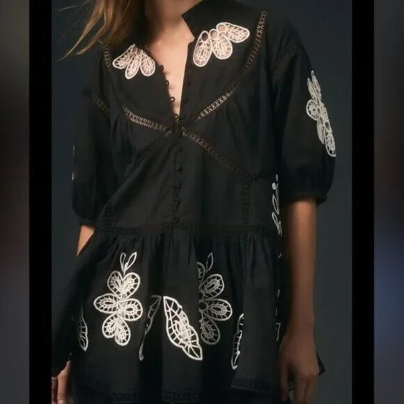 Anthropologie x Forever NWT That Girl Embroidered high neck Blouse - XS - Picture 1 of 11
